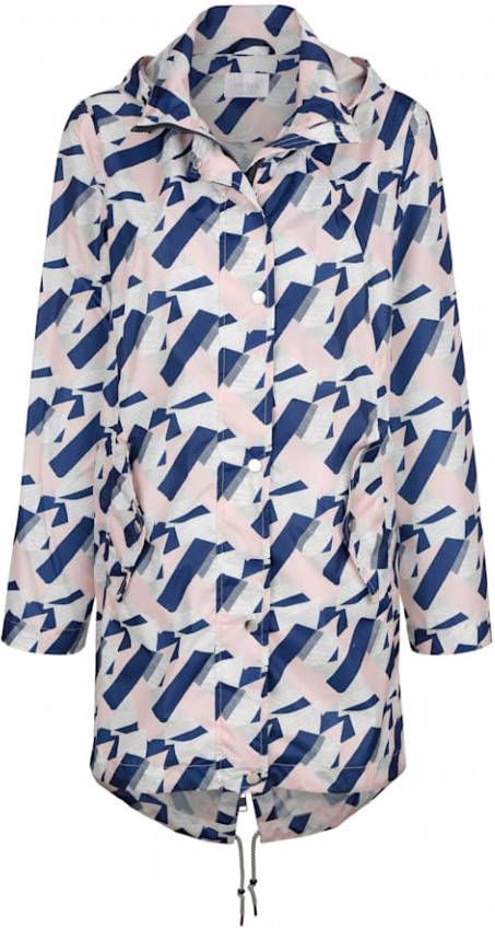 MONA Outdoorjas met grafisch dessin Roze/Royal blue/Ecru