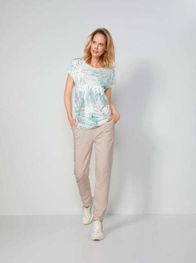 MONA Shirt met bloemenprint Ecru/Groen