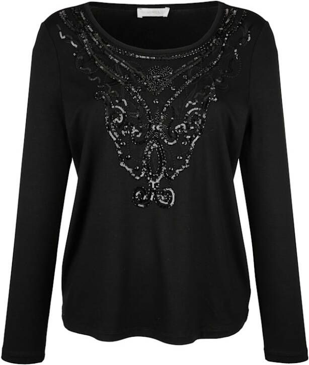 MONA Shirt met kraaltjesmotief Zwart