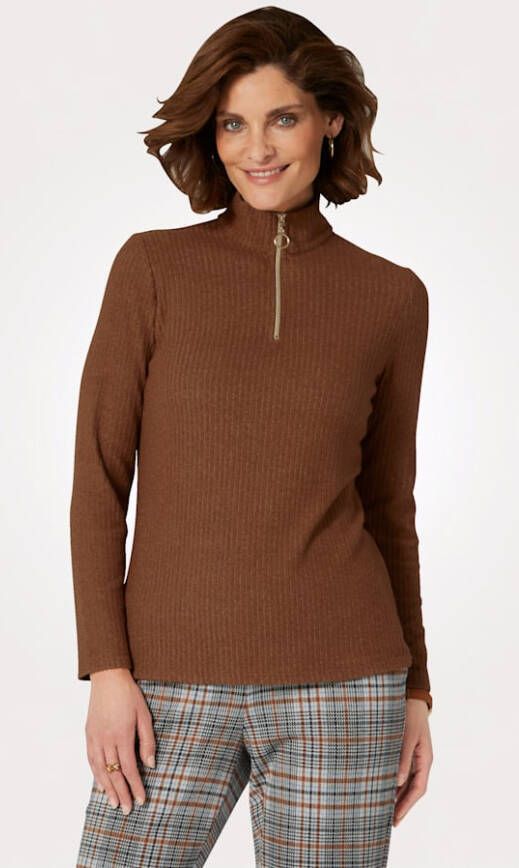 MONA Shirt met moderne kraag Bruin