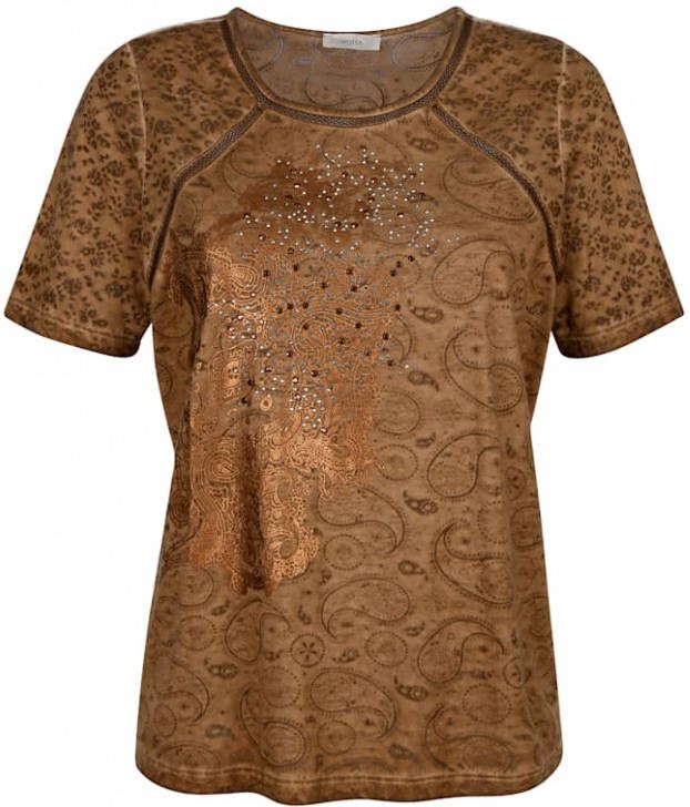 MONA Shirt met modieuze oil dyed wassing Bruin