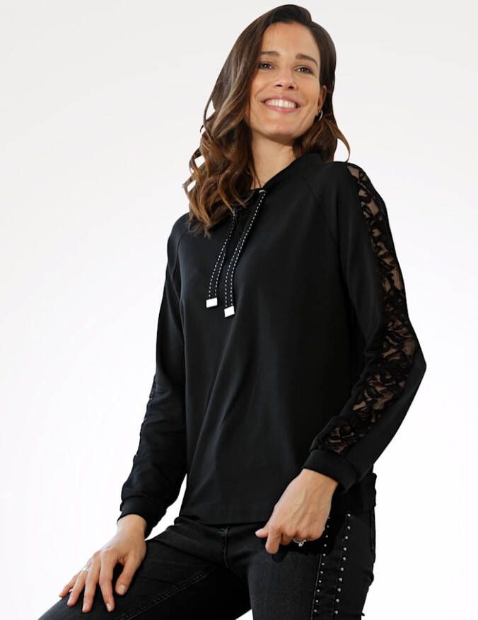 MONA Shirt met modieuze raglanmouwen Zwart