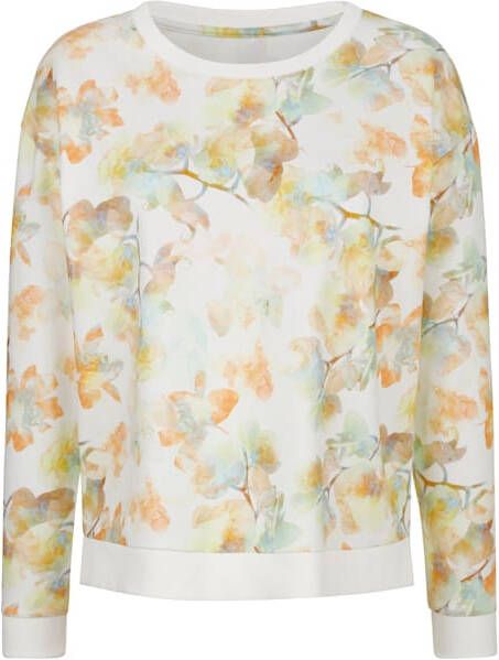 MONA Sweatshirt met print in harmonieuze kleuren Ecru/Oranje/Groen