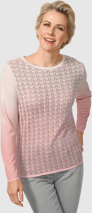 MONA Trui met ajourpatroon Roze/Ecru/Zilverkleur