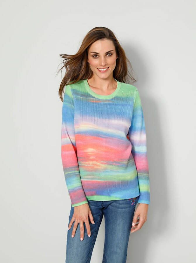 MONA Trui met bont kleurverloop Pink/Blauw/Groen