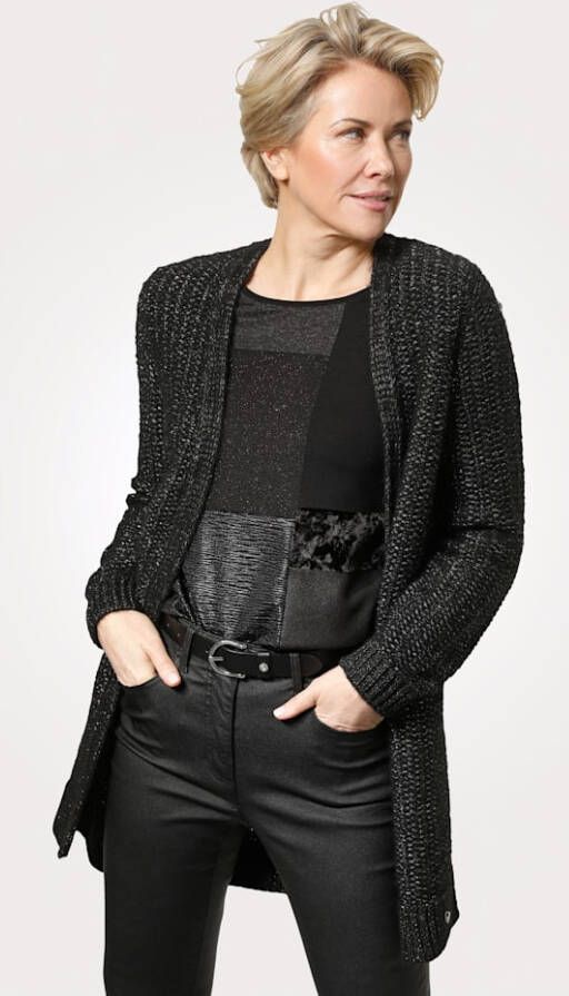 MONA Vest met trendy glansgaren Zwart/Zilverkleur