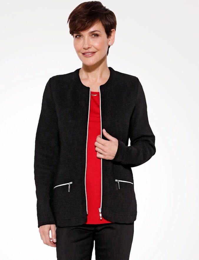 MONA Vestje in dwarsgeribde look Zwart