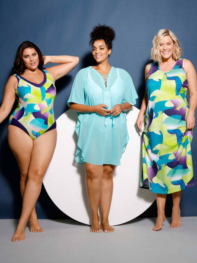 TruYou Strandjurk met modieuze print allover Groen/Paars