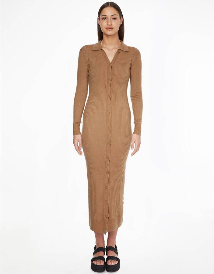Calvin Klein Lange, aansluitende jurk met lange mouwen