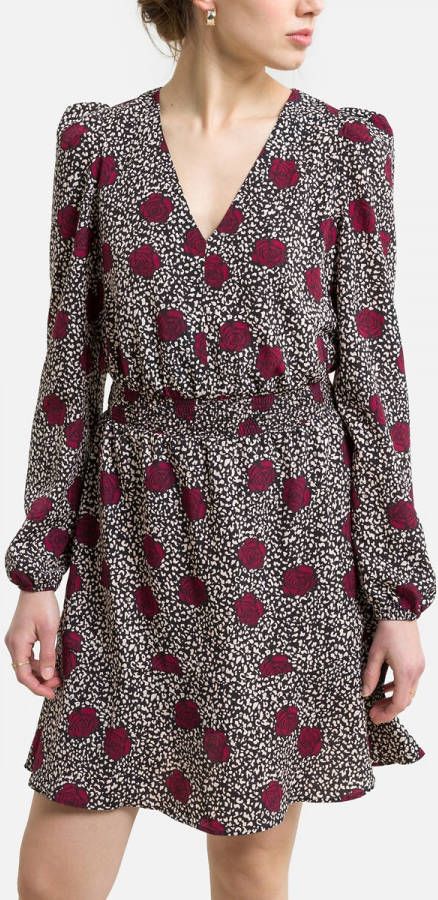 IKKS Bedrukte, korte jurk met lange mouwen