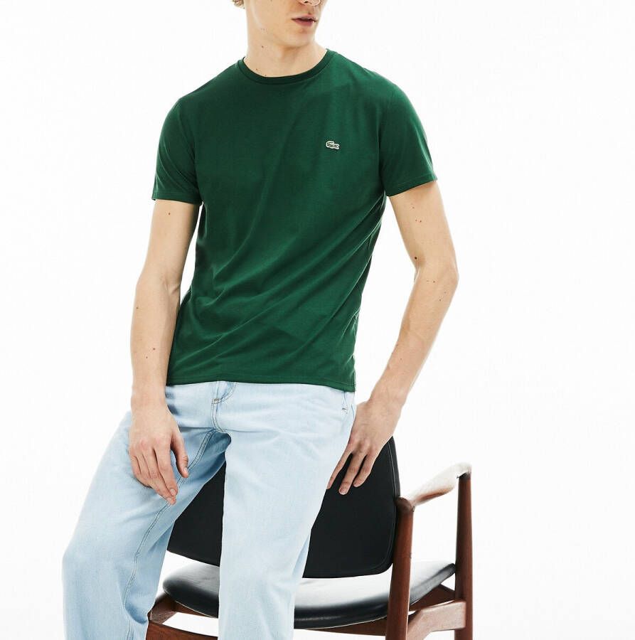 Lacoste T shirt col rond en jersey de coton pima uni , Oranje, Heren