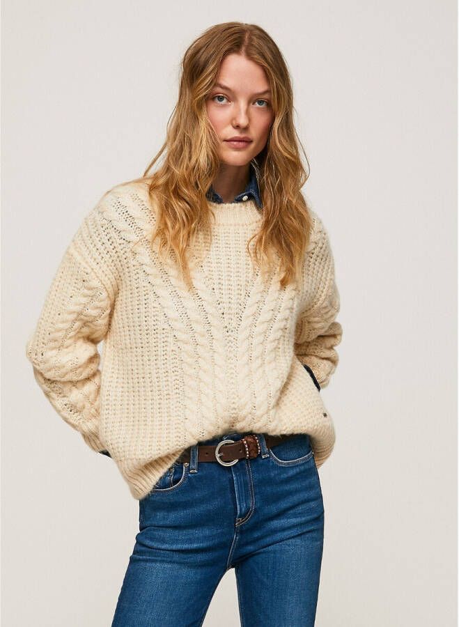 Pepe Jeans Ronde hals gekweek , Beige, Dames