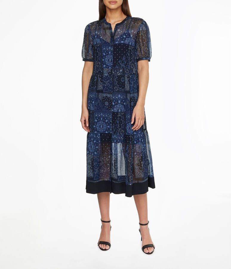 Tommy Hilfiger Damesjurk paisley knie jurk brac slv 3/4 arm , Blauw, Dames