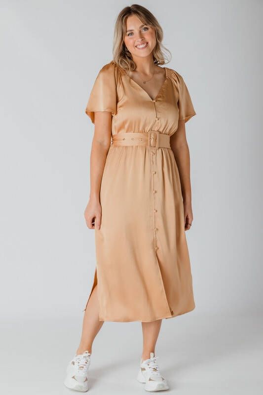 Nova Cinq Midi jurken Goud AZIZA