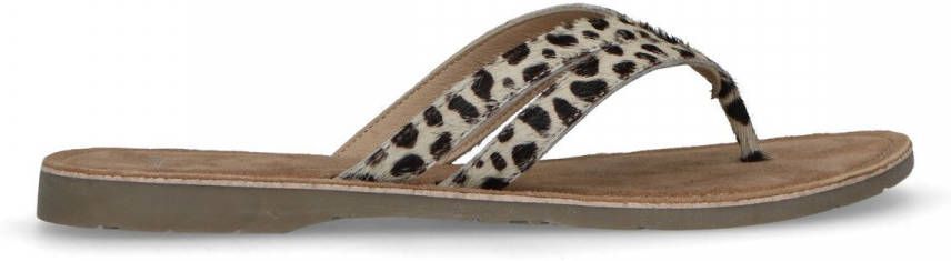 Manfield Beige slippers met cheetahprint