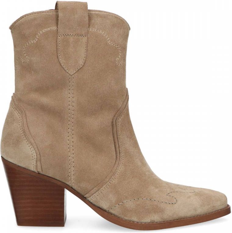 Manfield Beige suède cowboylaarsjes