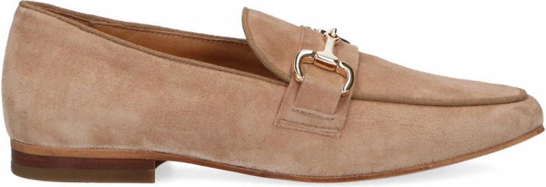 Manfield Beige suède loafers met chain detail