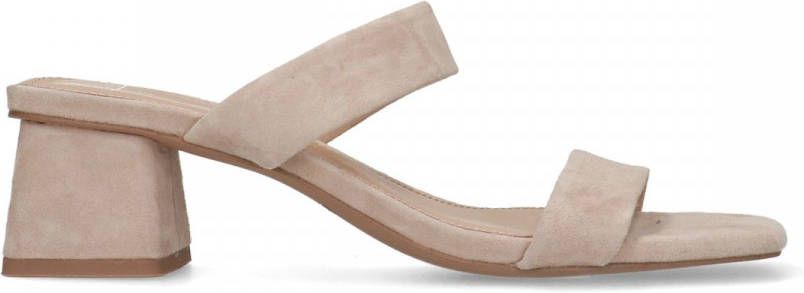 Manfield Beige suède sandalen met hak