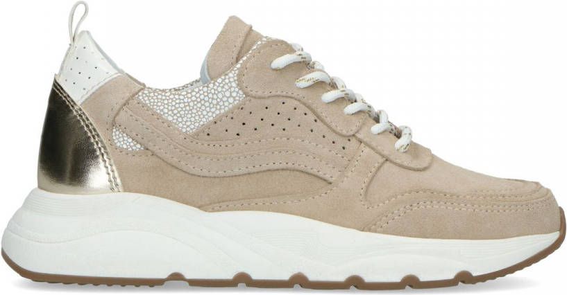 Manfield Beige suède sneakers met details
