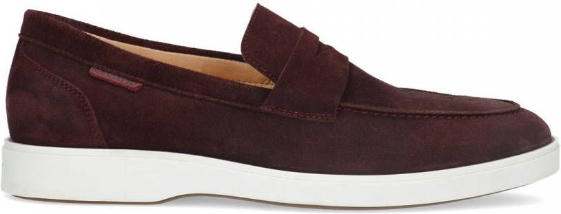 Manfield Bordeauxrode suède loafers