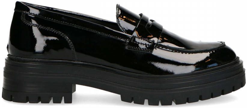 Manfield Chunky zwarte loafers van lakleer