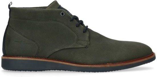 Manfield Donker groene veterschoenen met structuur