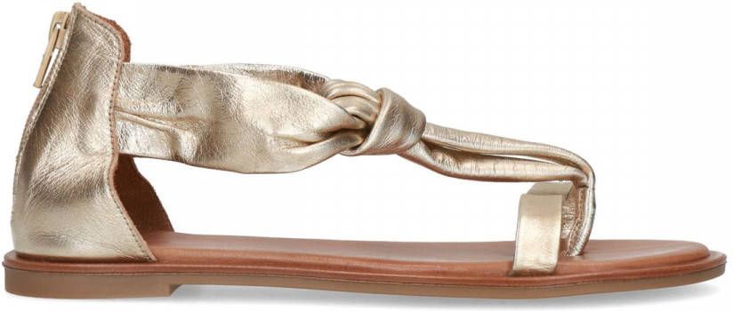 Manfield Goudkleurige leren sandalen