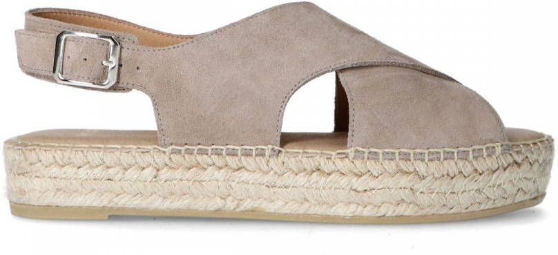 Manfield Grijze suède sandalen met gekruiste banden