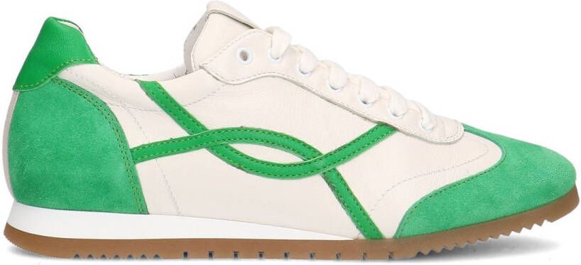 Manfield Groene leren sneakers met dunne zool