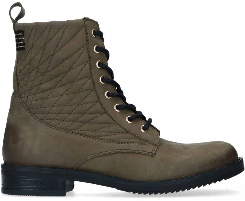 Manfield Groene nubuck veterlaarsjes