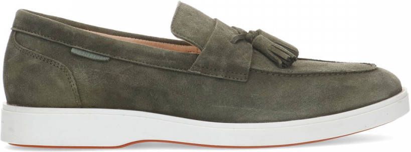 Manfield Groene suède loafers