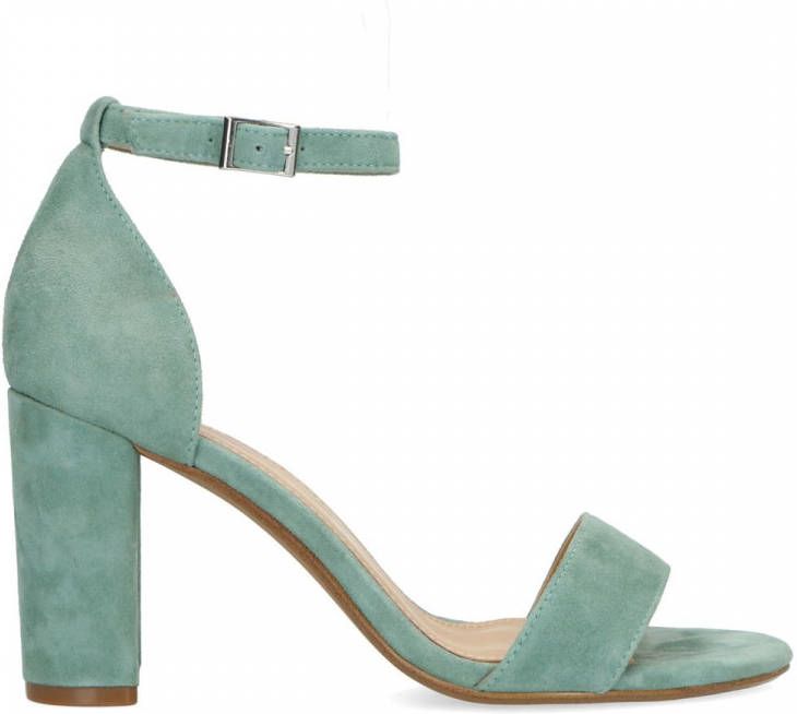 Manfield Groene suède sandalen met hak