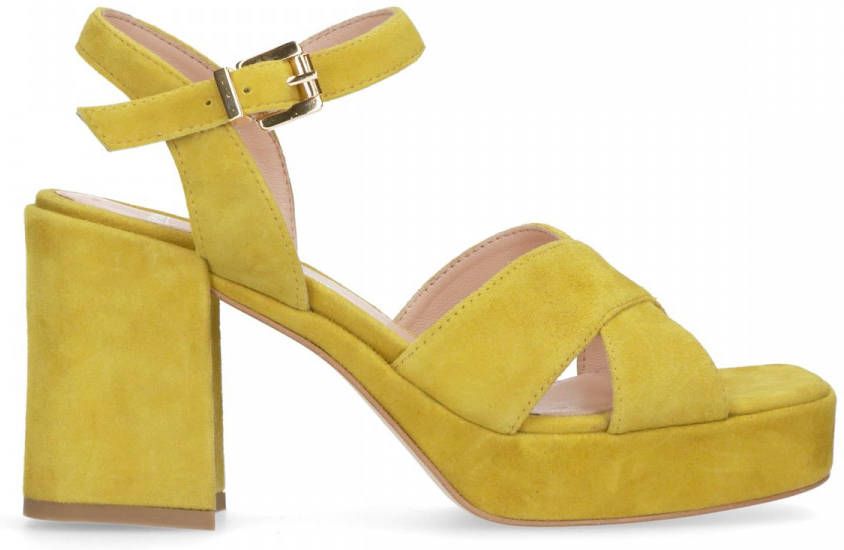 Manfield Groene suède sandalen met hak