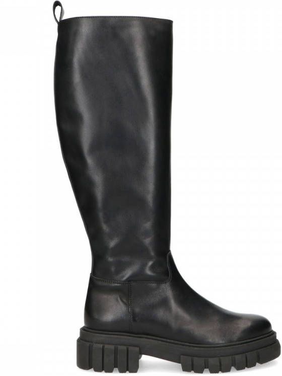 Manfield Hoge zwarte laarzen met chunky zool