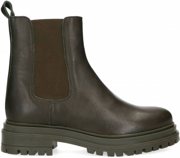 Manfield Khaki leren chelsea boots