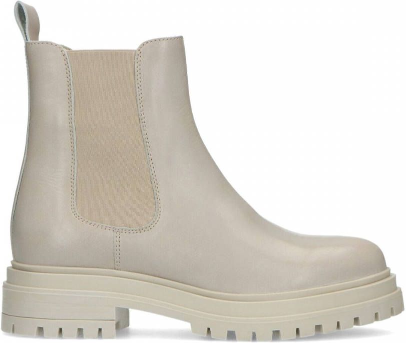 Manfield Korte off white leren chelsea boots