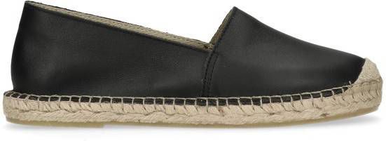 Manfield Zwarte leren espadrilles