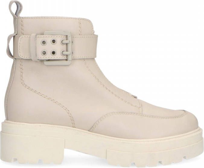 Manfield Off white leren biker boots