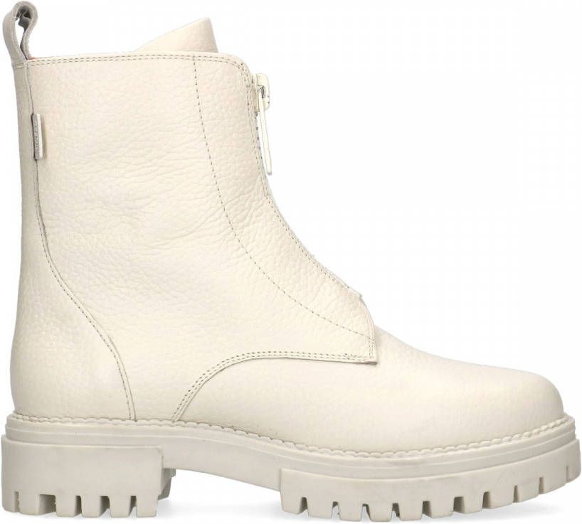 Manfield Off white leren boots met rits
