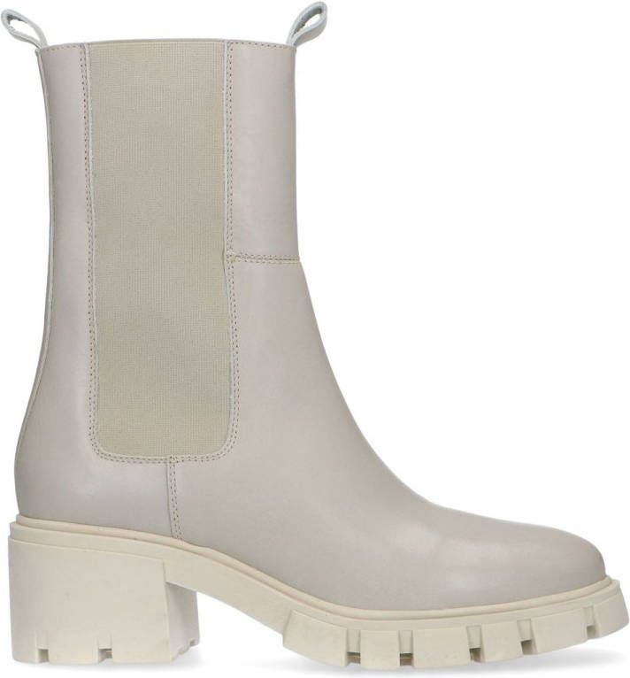 Manfield Off white leren chelsea boots