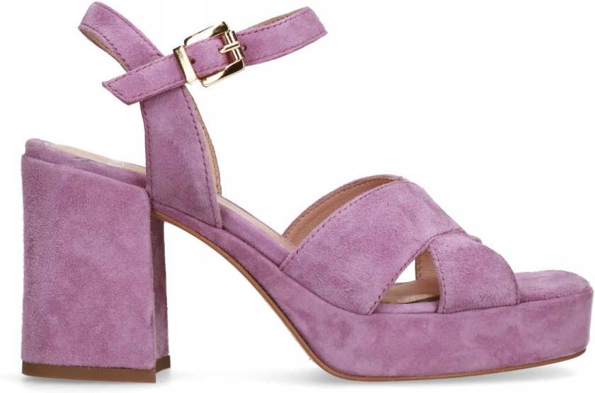 Manfield Paars suède sandalen met hak