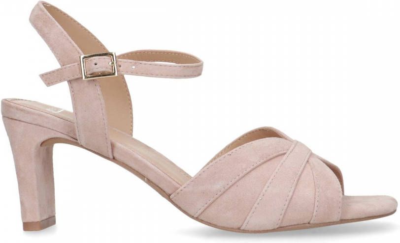 Manfield Poederroze suède sandalen met hak