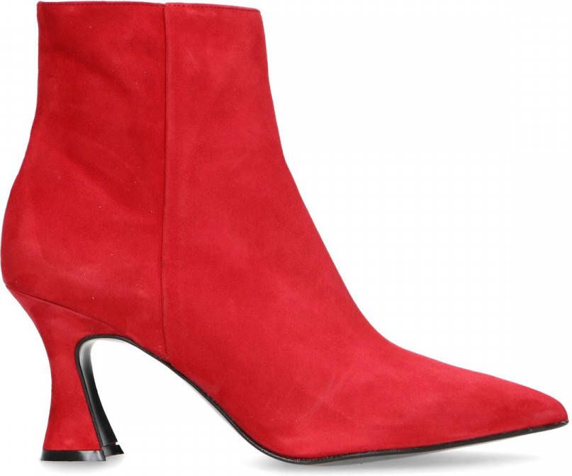 Manfield Rode suède enkellaarsjes met hak