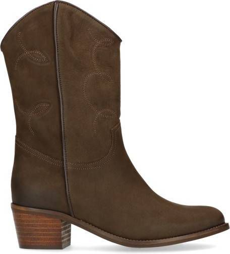 Manfield Donker groene western laarsjes