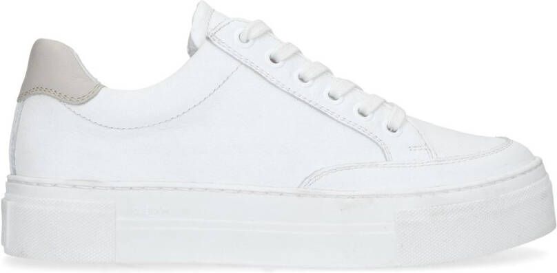 Manfield Witte leren platform sneakers
