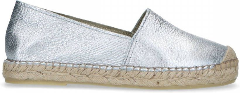 Manfield Zilverkleurige leren espadrilles