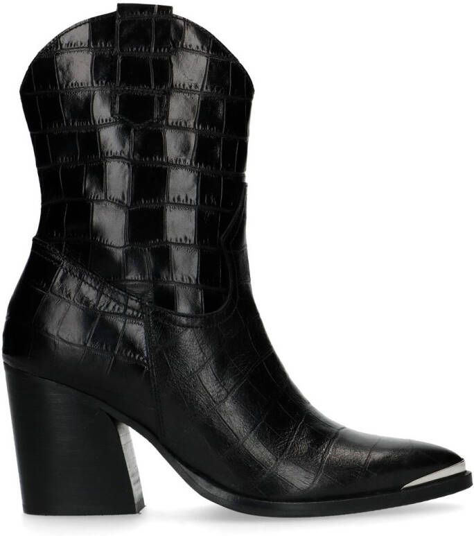 Manfield Zwarte croco western boots