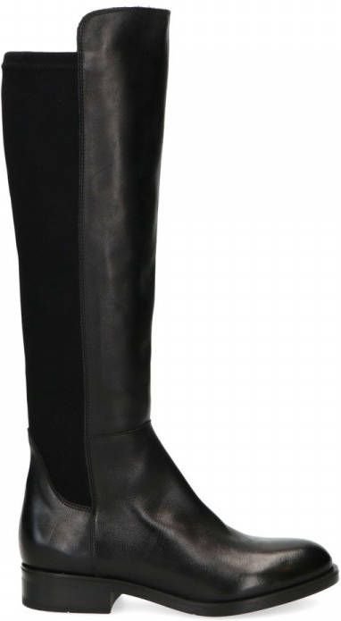 Manfield Zwarte hoge leren laarzen