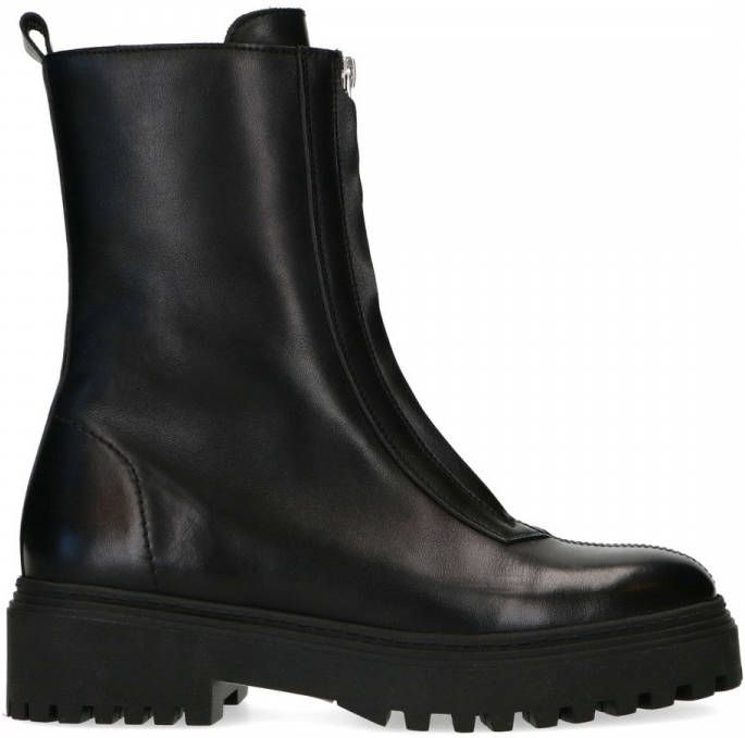 Manfield Zwarte leren boots met rits