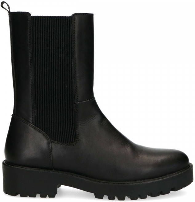 Manfield Zwarte leren chelsea boots